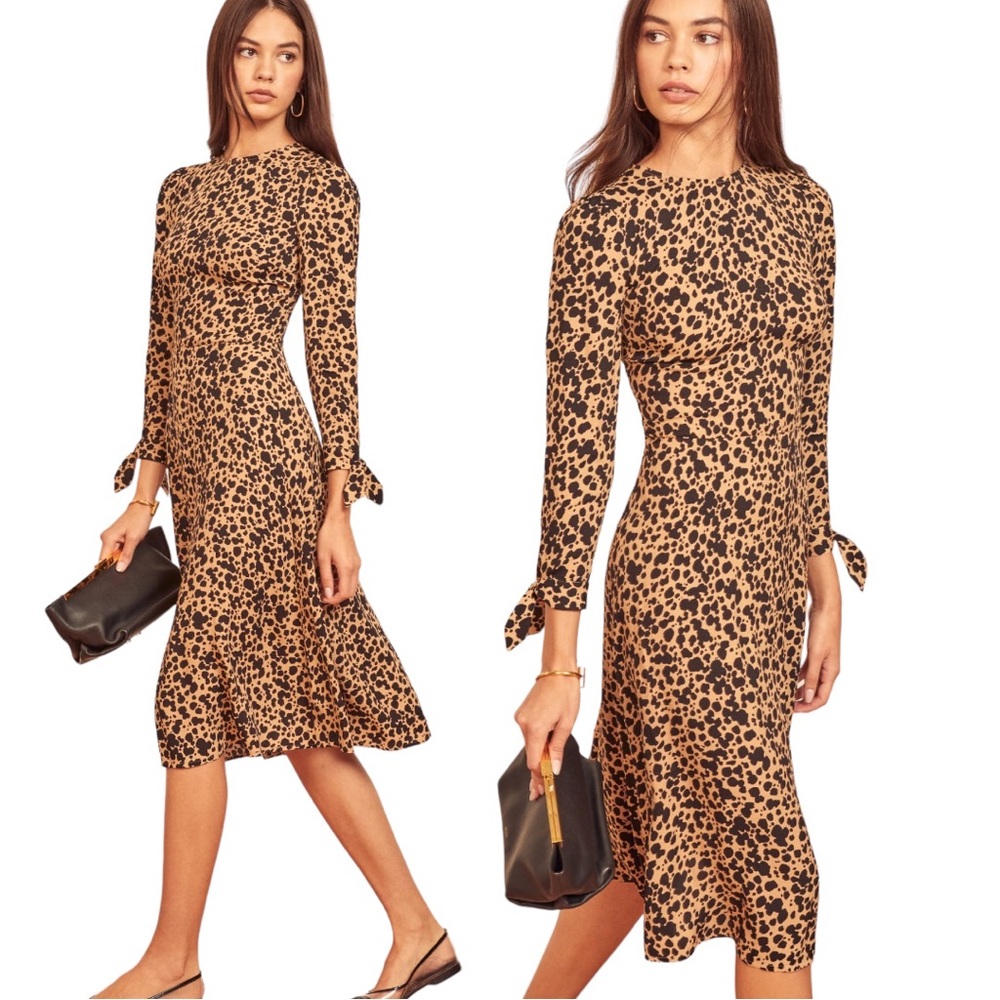 Reformation Port MIDI Dress size 2 in Blitz Animal Print